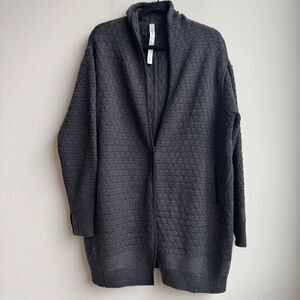 Lululemon Cardi All Day Chunky 100% Merino Wool Oversized Gray Cardigan Size M/L